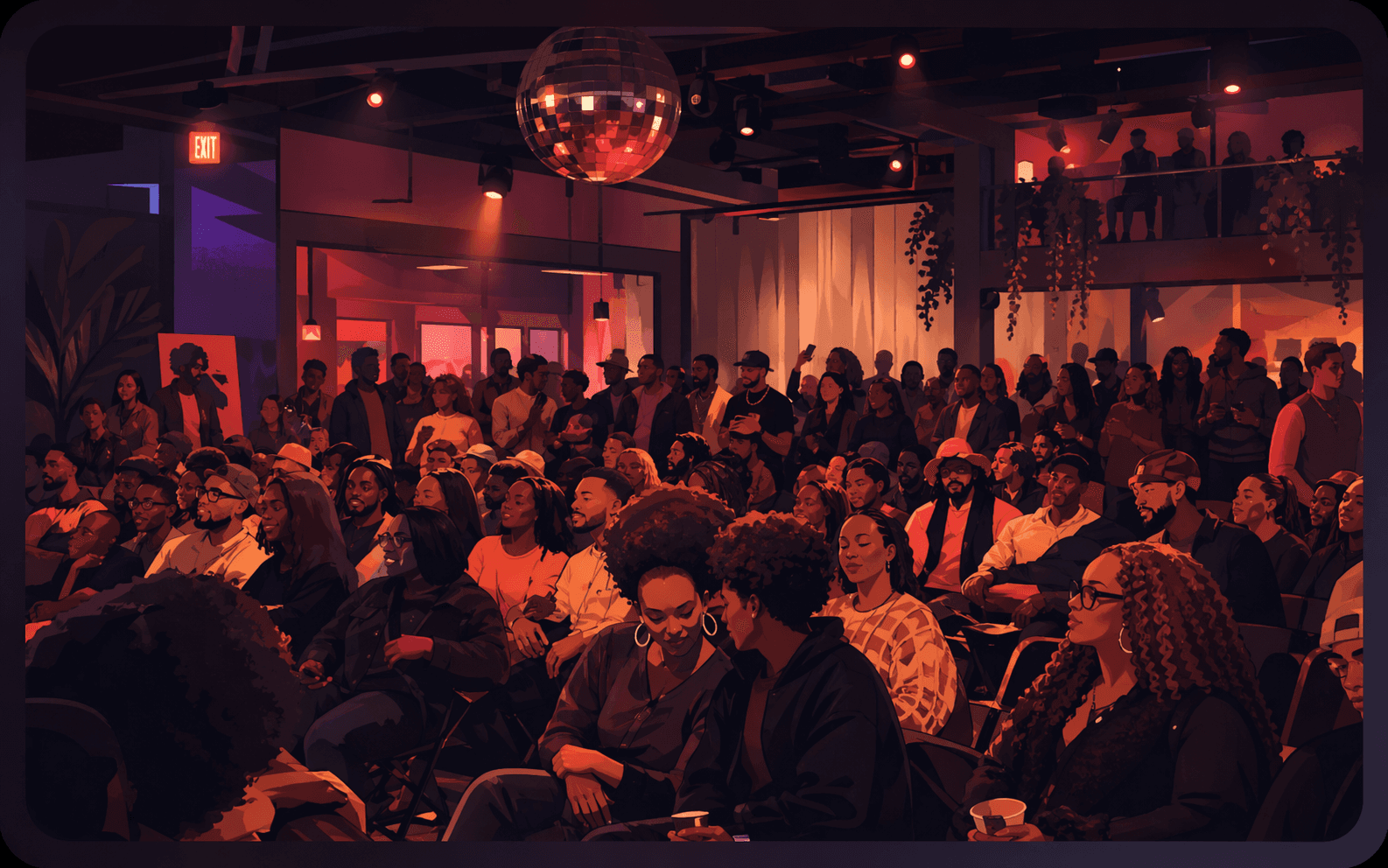 Crowd inside the Beats and Ballads event room